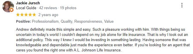 A.L. Johnson Google review JJ